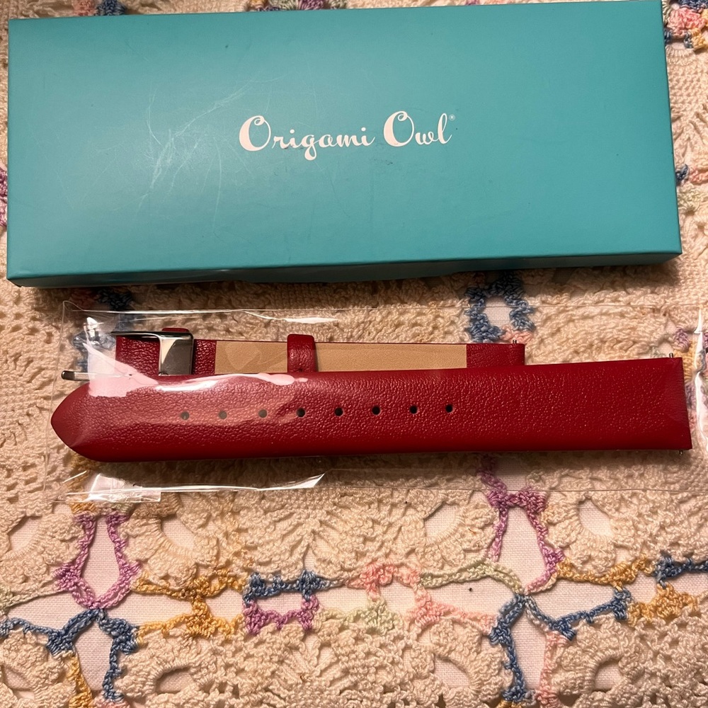 Genuine leather watch band in red
